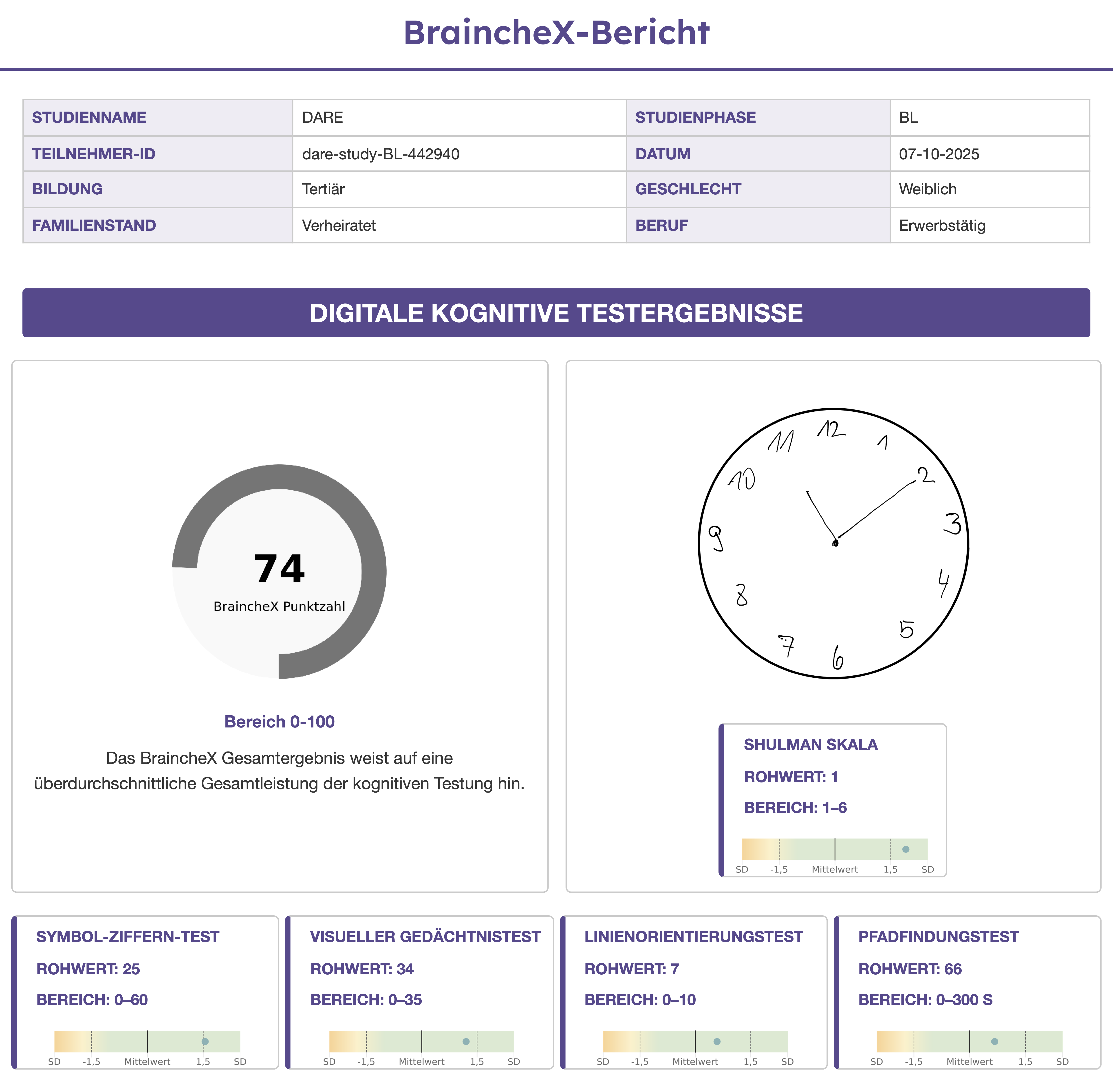 BraincheX PDF export preview